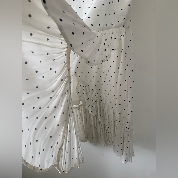 H & M white and black Polka dot wrap and satin effect midi skirt - Picture 2 of 4